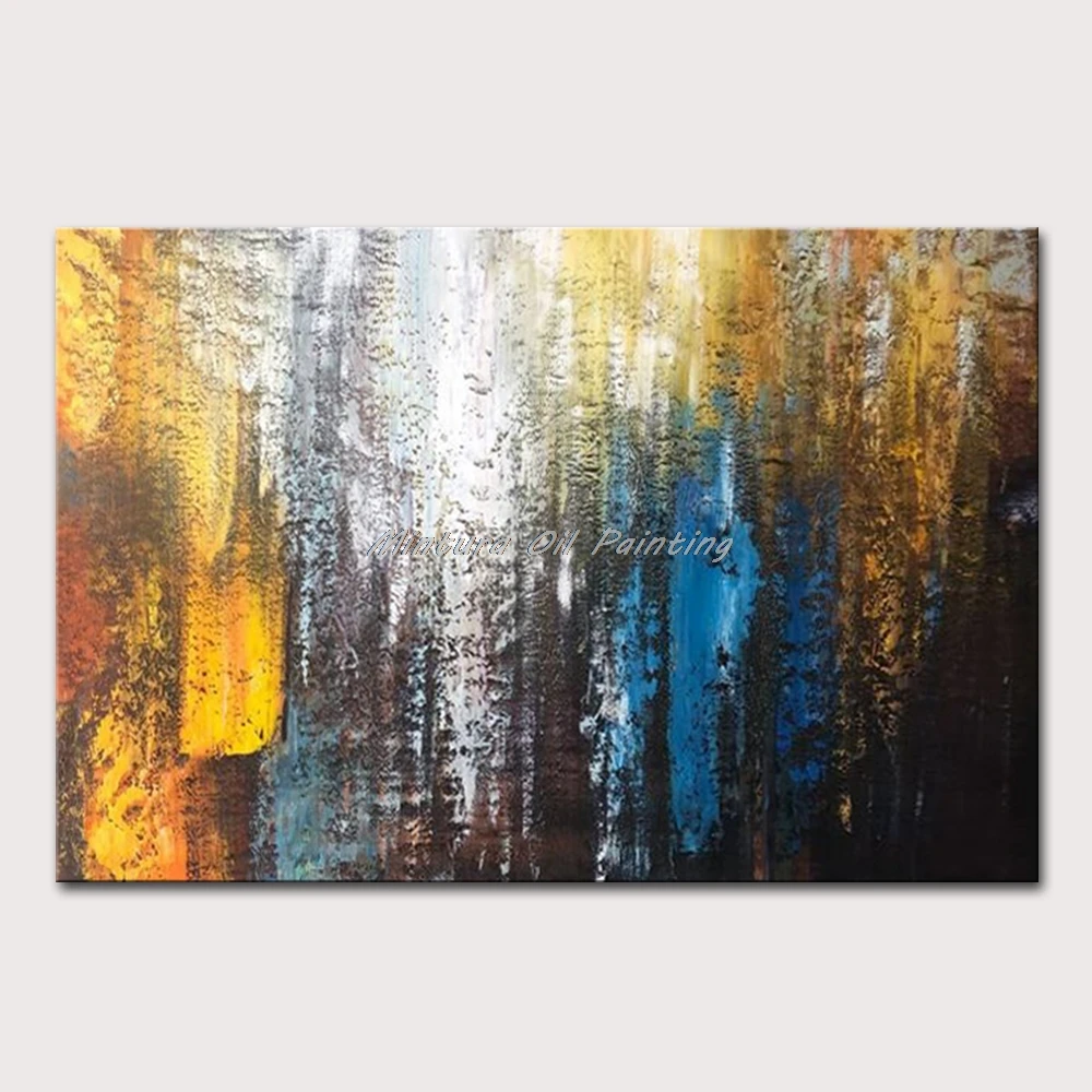 Mintura Wall Picture for Living Room Oil Paintings on Canvas,Hand-Painted The Different Colors Abstract Hotel Decor Art No Frame