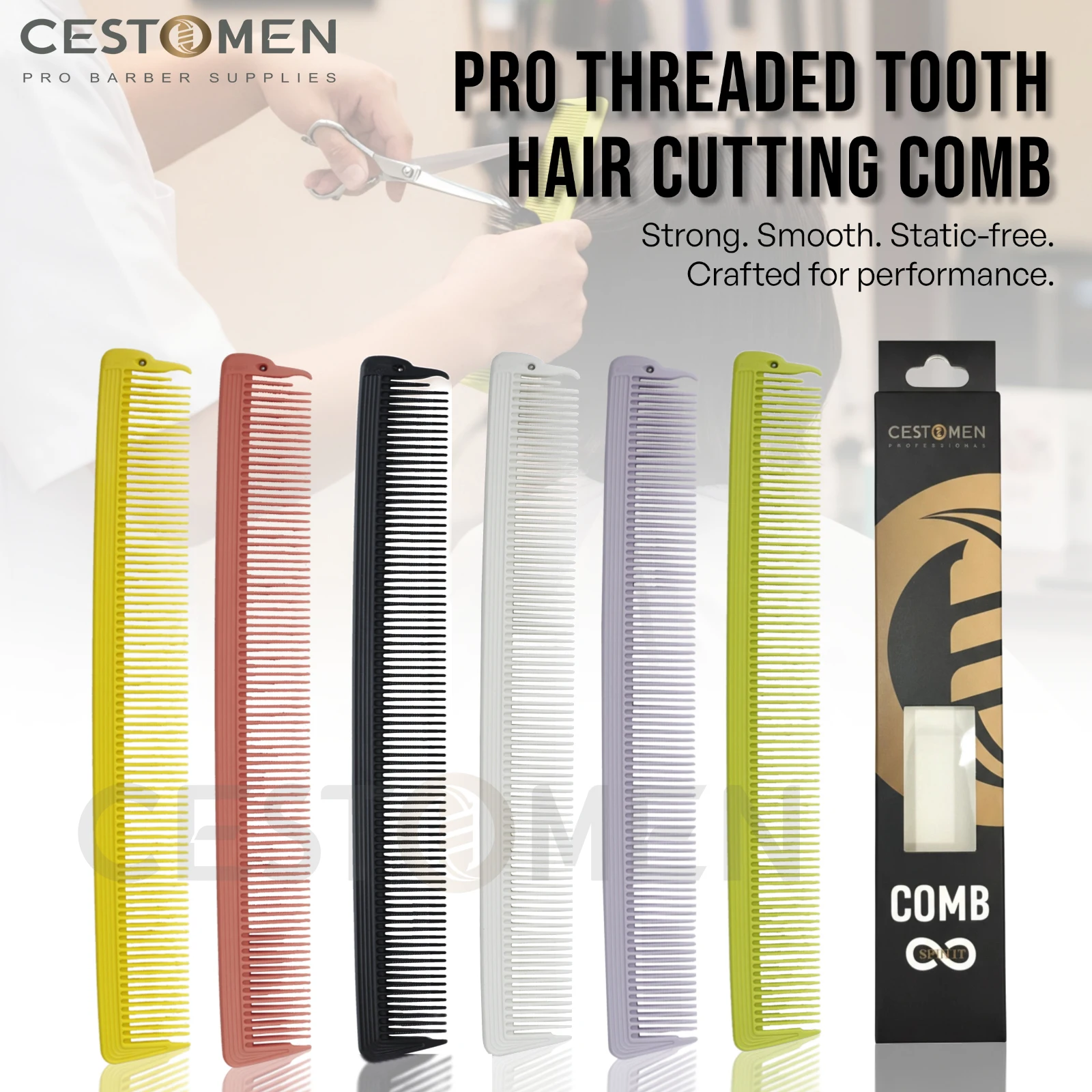 

1 шт., высококачественная профессиональная парикмахерская расческа для стрижки волос, мужская антистатическая резьбовая расческа с широкими тонкими зубьями для женщин, аксессуары для салона