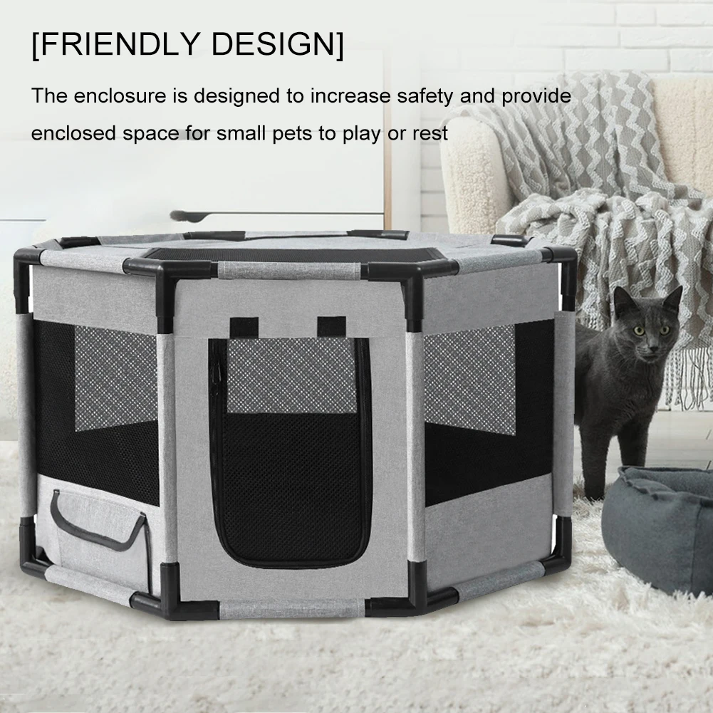 

Портативная складная палатка для кошек, восьмиугольная дышащая сетчатая клетка для собак, ткань Оксфорд, водонепроницаемая клетка для кошек/собак для кошек, кроликов, собак