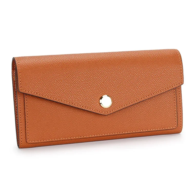 Fashion Genuine Cow Leather Long Wallet for Women Real Leather Color Contrast Purse 7-5