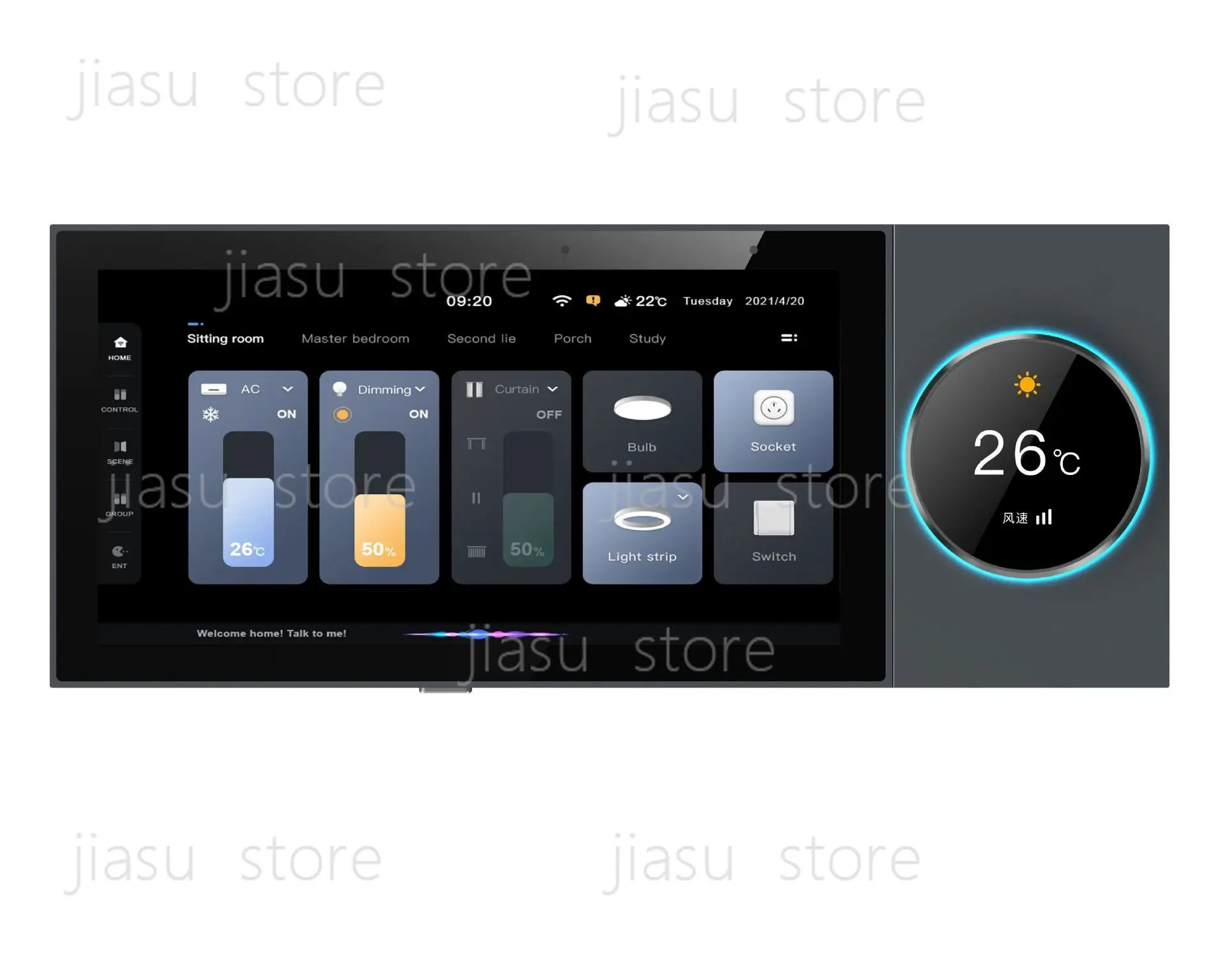 6 Inch Smart Central Control Screen Gateway with Knob, Voice Control, Touch Screen, for Tuya Smart Home System Control