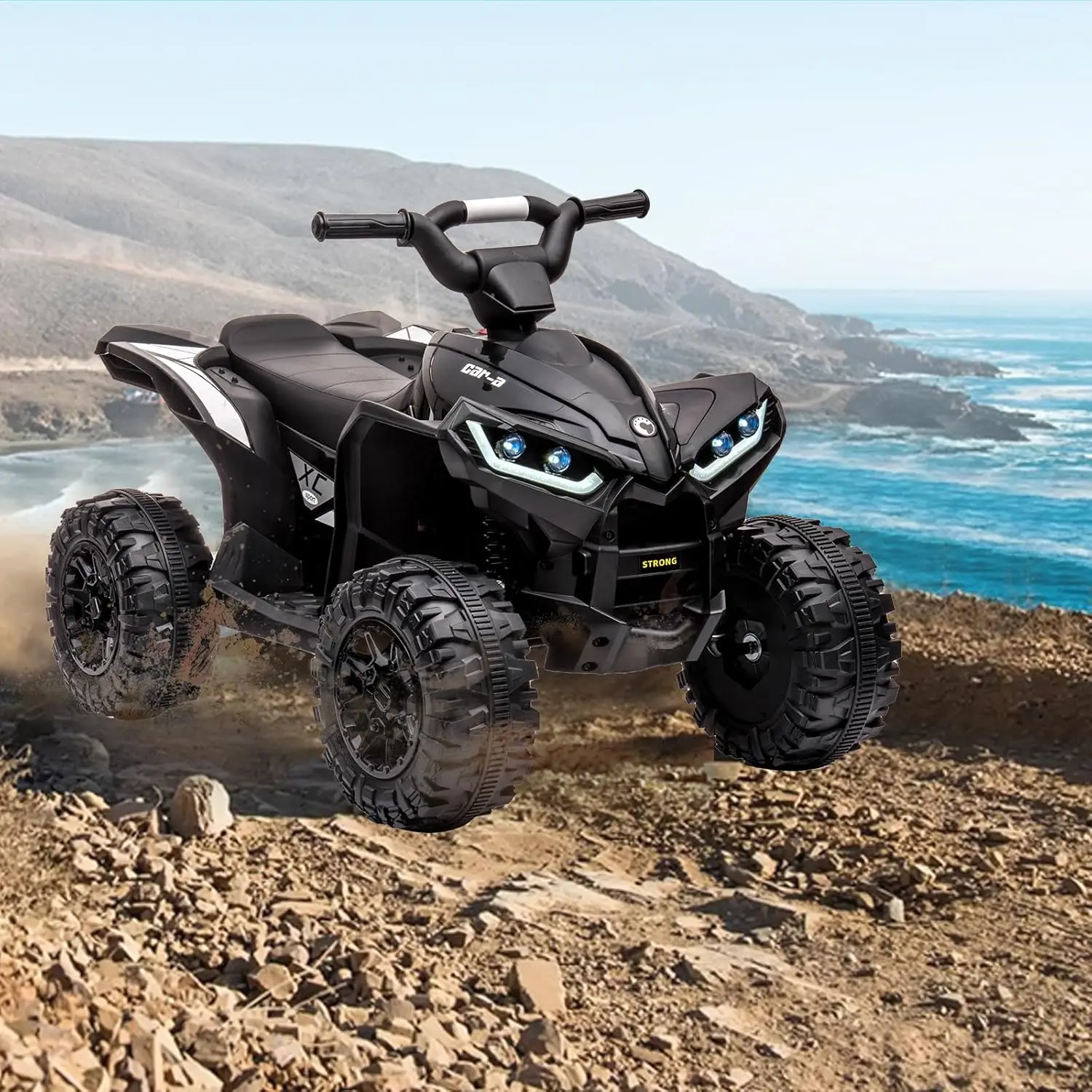 Brinquedos infantis alimentados por bateria de 12V, carro de 4 rodas com controle remoto, luzes LED, Bluetooth e reprodutor de música, motores duplos de 35W, 2 velocidades