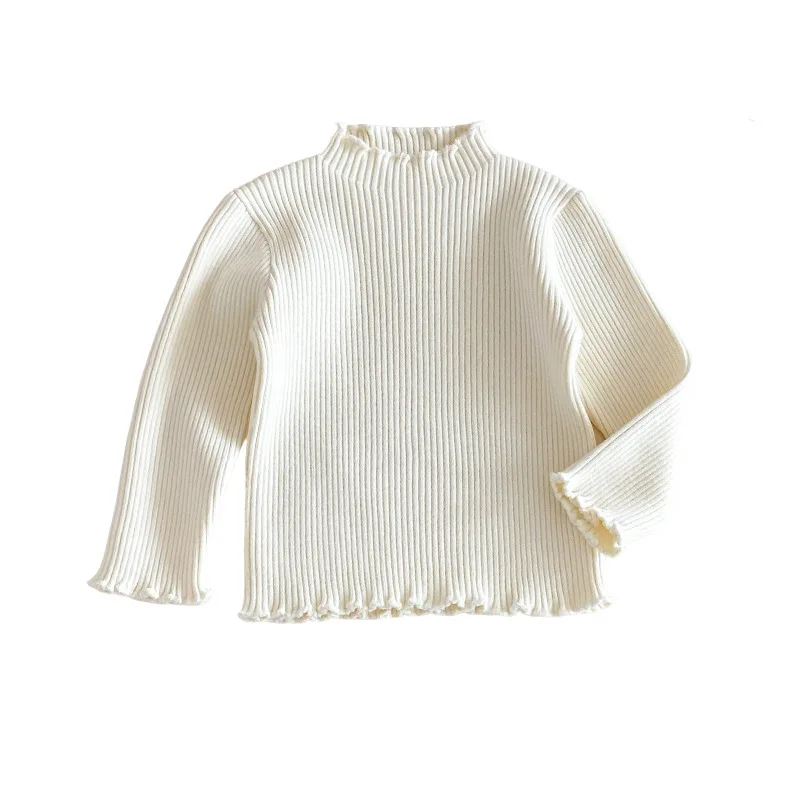 Girls' Solid Color Thick Sweater 2025 New Winter Baby Stylish Simple Knitted Pullover for Children's Inner Wear