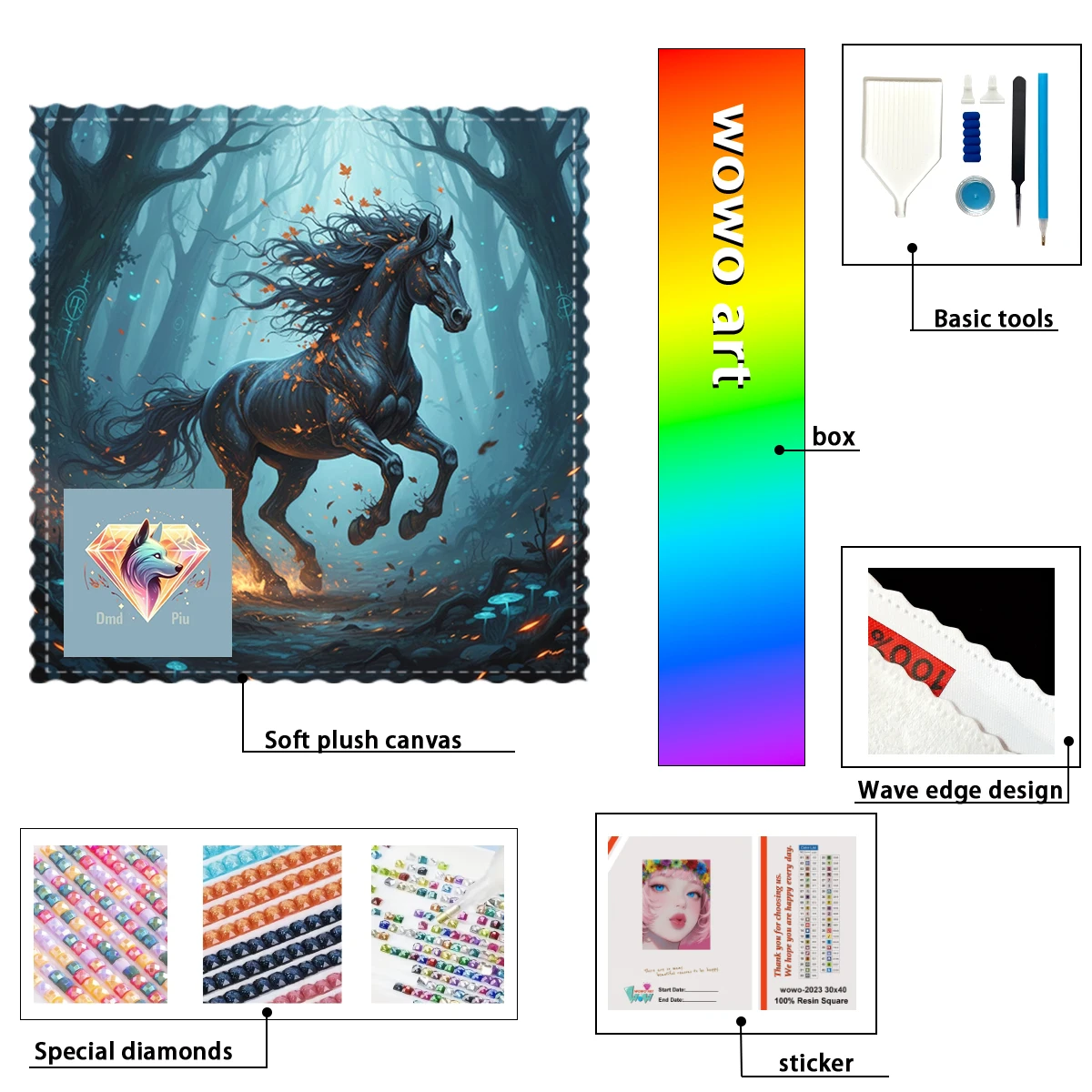

【Piu Diamond Art】Caballo del bosque 100% resin FD+ab+cr Diamond Stamping Kit Perfect Masterpiece worth Buying