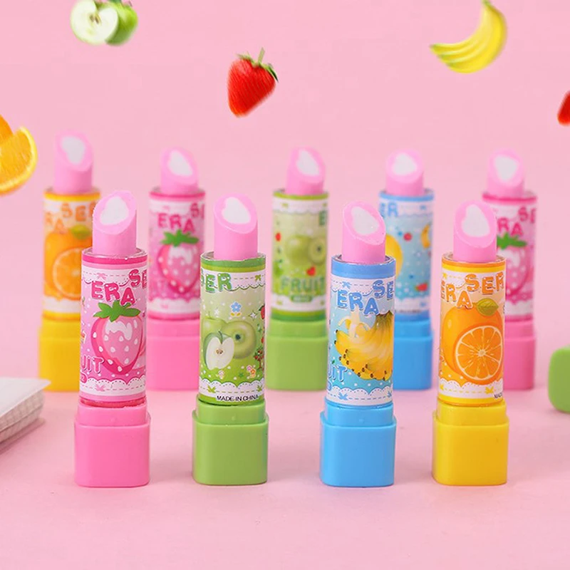 Lipstick Vorm Gum Voor Kinderen Cartoon Leuke Student Kawaii Gum Schattige Studenten Stationair Willekeurige Kleur Groothandel Artikelen