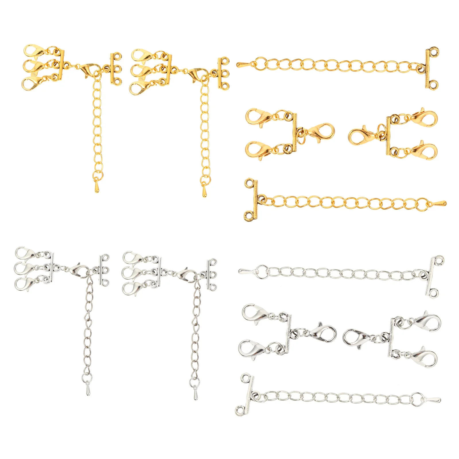 8 Pcs Necklace Link Buckle Lobster Clasps Bracelet Connectors Multi Strand 55X4X03CM for DIY Jewelry Slide Lock Making