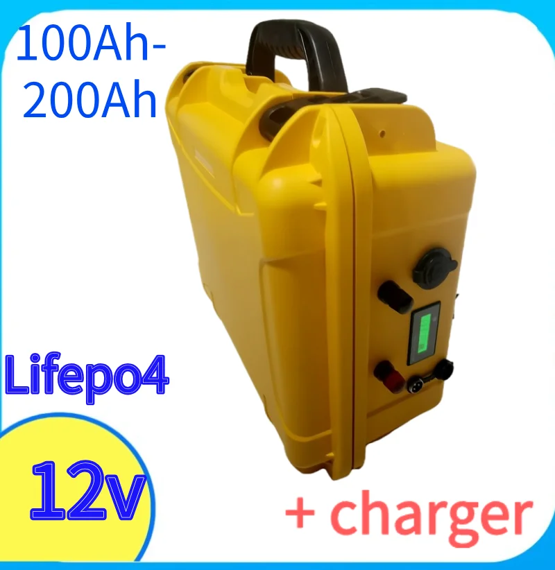 

12V 200Ah 100Ah LiFePO4 Battery 2560Wh with Bluetooth BMS for Fish Boat Motor - 6000+ Cycles IP56 USB QC Charge - EU Fast Delive