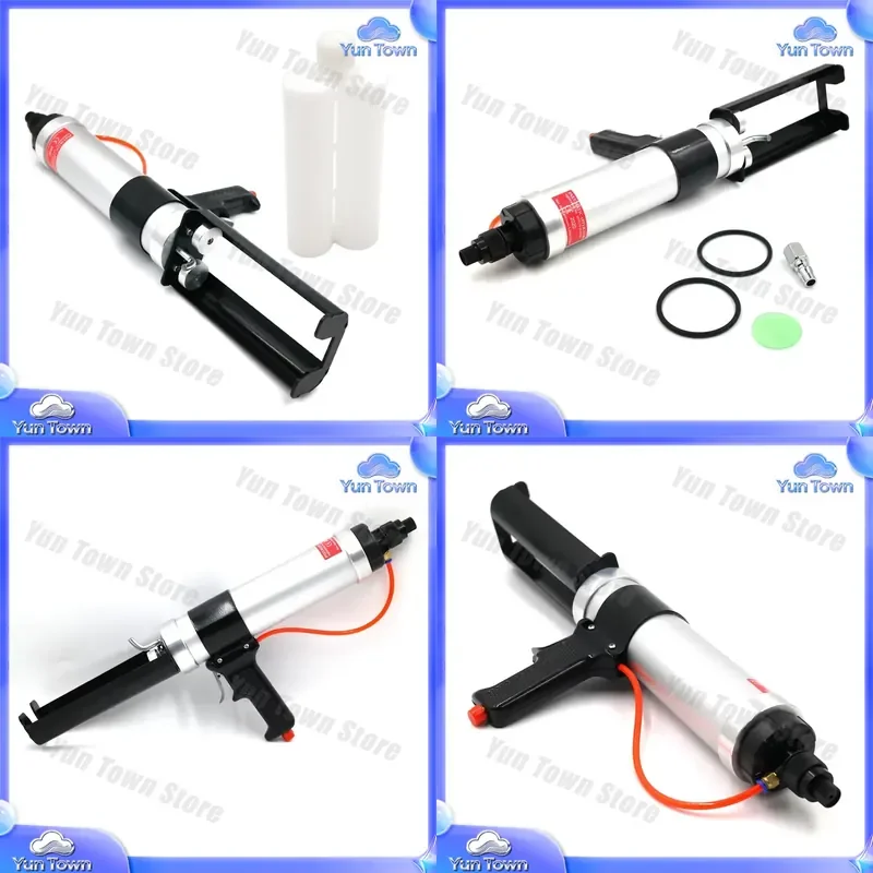 for Pneumatic Applicator 600ml 1:1 Two Component Caulking Gun for Epoxy Resin Adhesive Dispenser for Metal Air Dual Cartridge