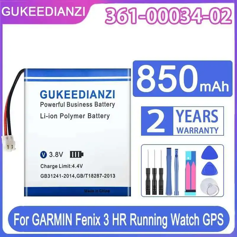 

850mAh Gps Battery for GARMIN Fenix 3 HR Running Watch GPS, Model 361-00034-02