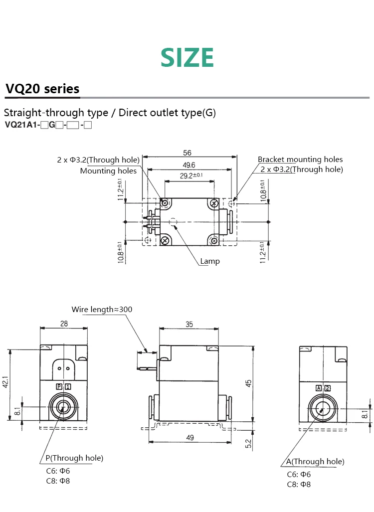 صمام لولبي SMC Type Pneumatic Solenoid Valve Zero-pressure Differential Start Valve VQ21A1-5G-C6/C8-F VQ31A1-5YZ-C10/C12 الهواء المضغوط — تفصيل 3