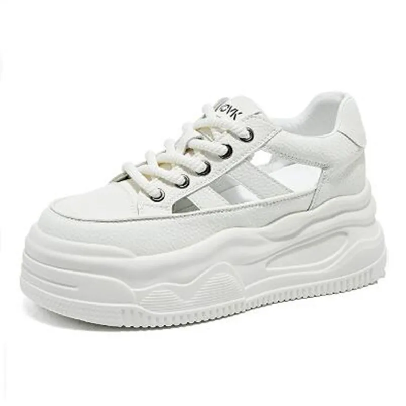 8 سنتيمتر جلد طبيعي منصة أحذية رياضية حذاء بكعب ويدج للنساء تنفس الصنادل الخريف حذاء كاجوال كعب مخفي Zapatillas Muje