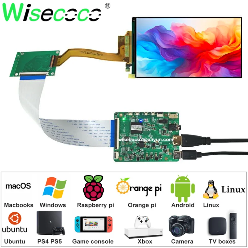 Wisecoco 5.5 Inch 2K LCD Screen MacBooks Windows Laptops Android TV Boxes Game Console Display Landscape Default Driver Board