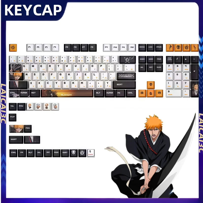 

Creative Kurosaki Ichigo Keycaps Japanese Root Cherry Profile Anime Mechanical Keyboard Accessories Gifts Collectibles Keycaps