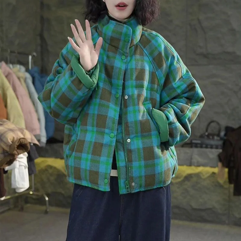 Women Cotton Coat New 2026 Winter Jacket Parker Fashion Versatile Patchwork Contrast Color Thickened Warm Short Cotton Overcoat
