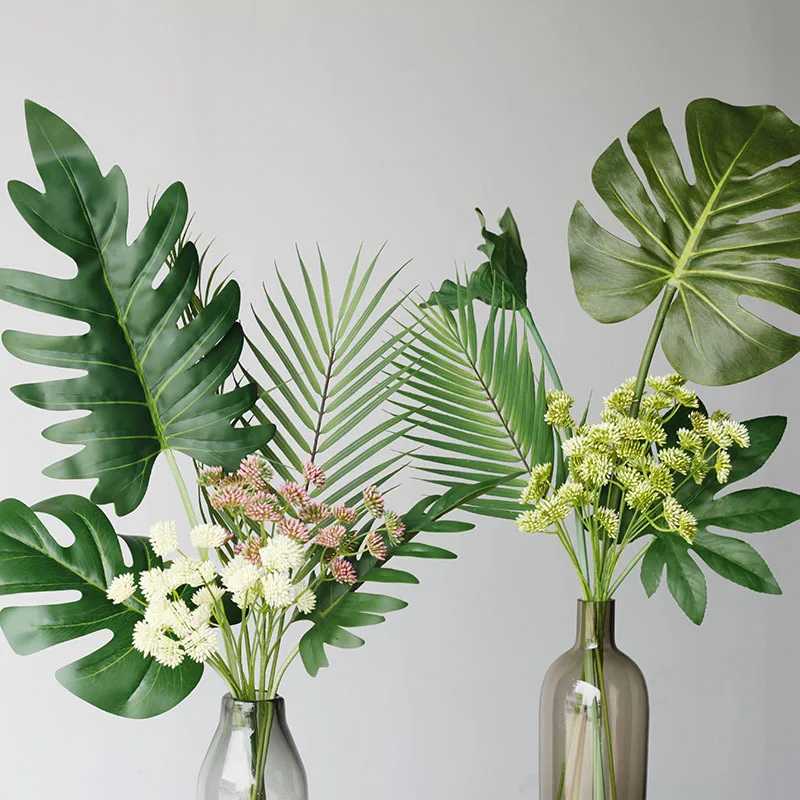 59CM Turtle Leaf Artificial Plant Nordic Ins Home Decoration Wedding Ornament Plant Rainforest Octagonal Leaf - view 3