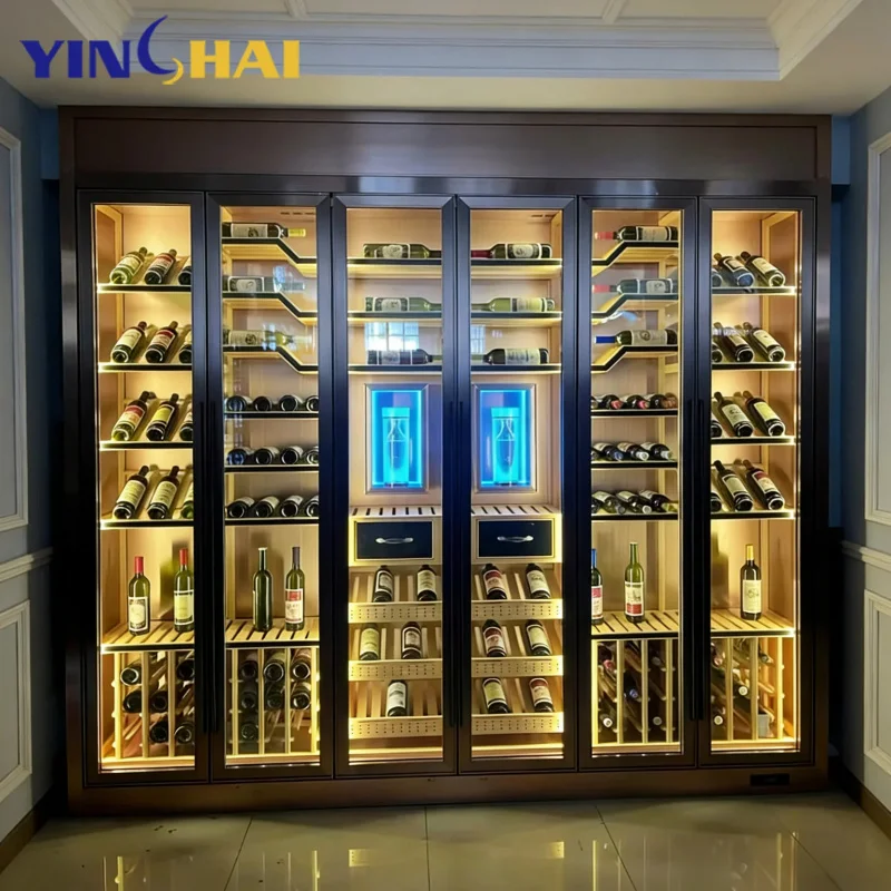 custom.Customization Stainless Steel Temperature Controlled Wine Cabinet Home Bar Dining Living Room Display Furniture
