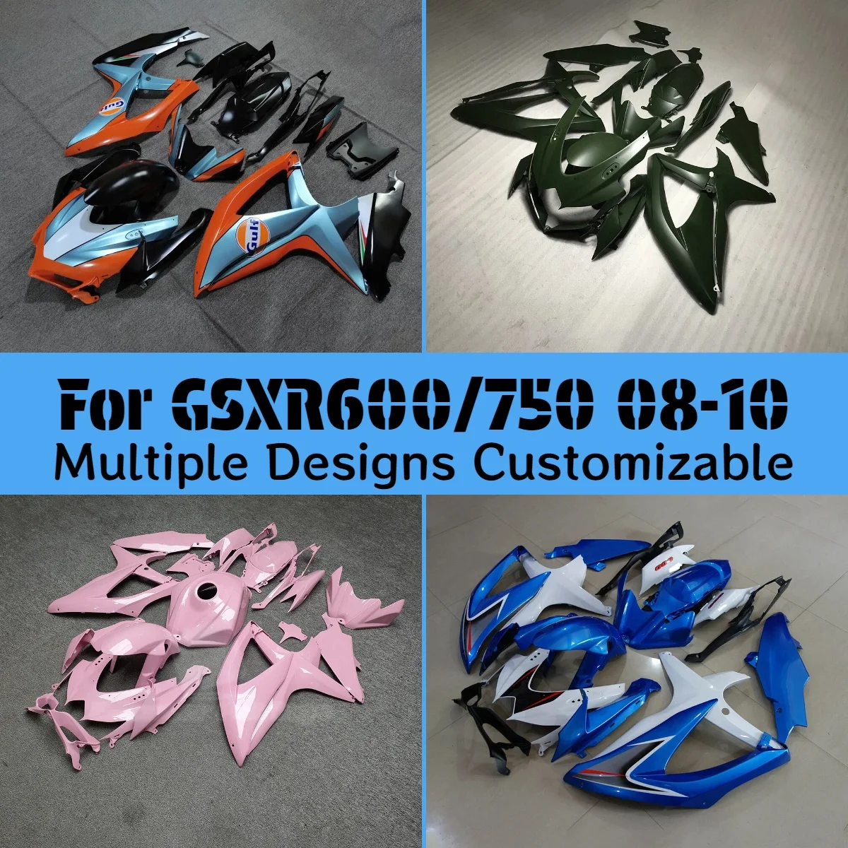 Injection Fairings GSXR 600 750 2008 2009 2010 Aftermarket Bodywork Full Fairing Kit for GSXR600/750 08 09 10