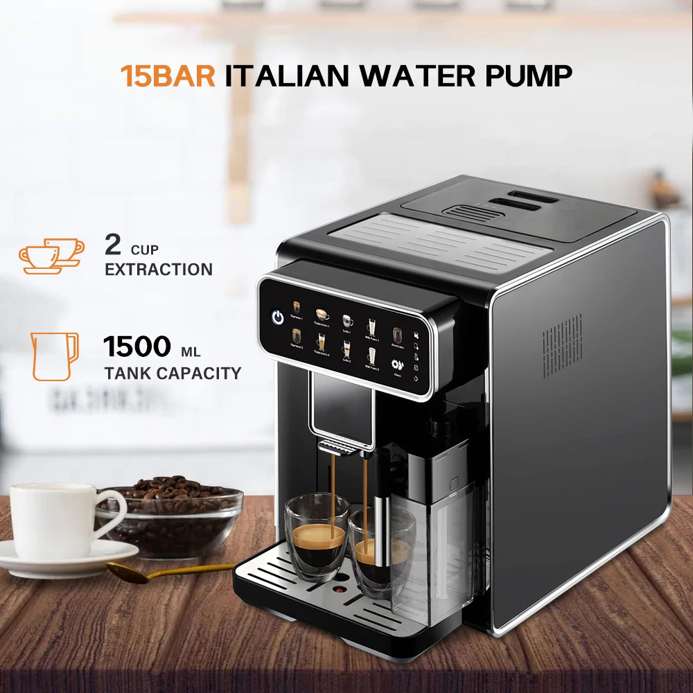 Comercial totalmente automático cafeteira inteligente cafeteira espresso kaffeemaschine cappuccino latte máquina de café com tanque de leite