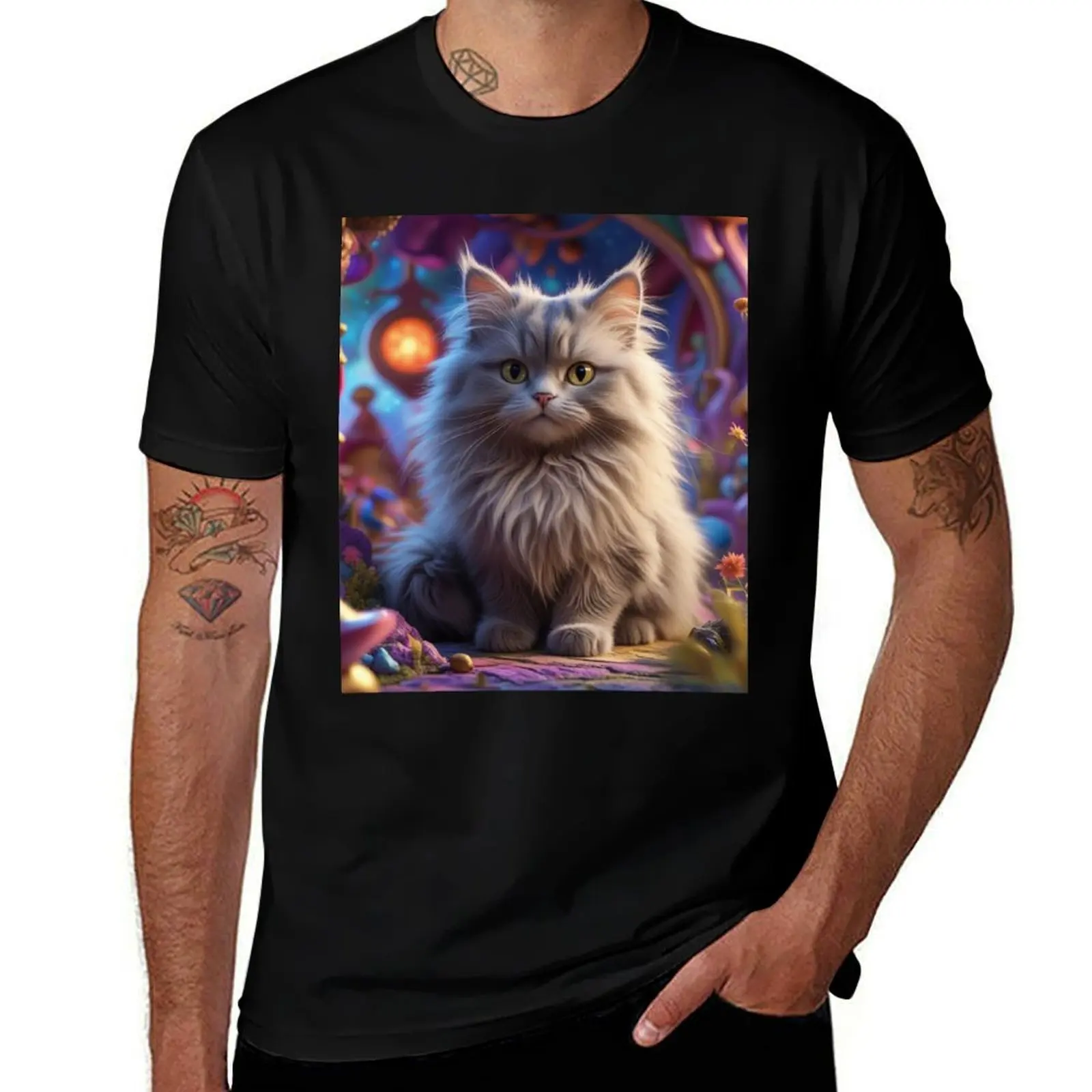 

Lovely Kitten Art T-Shirt customizeds new gifts and t-shirts baggy shirts vintage t shirt men 100℅ cotton