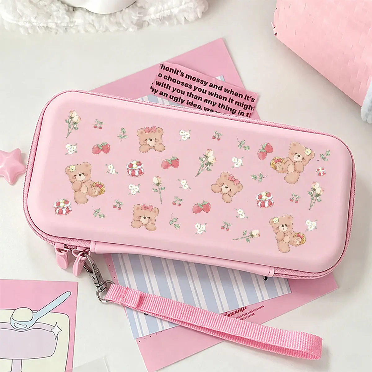 Cute Shockproof Carry Case Portable Travel Gaming Accessories Storage Bag With Mesh Pockets for Nintendo Switch Lite/OLED