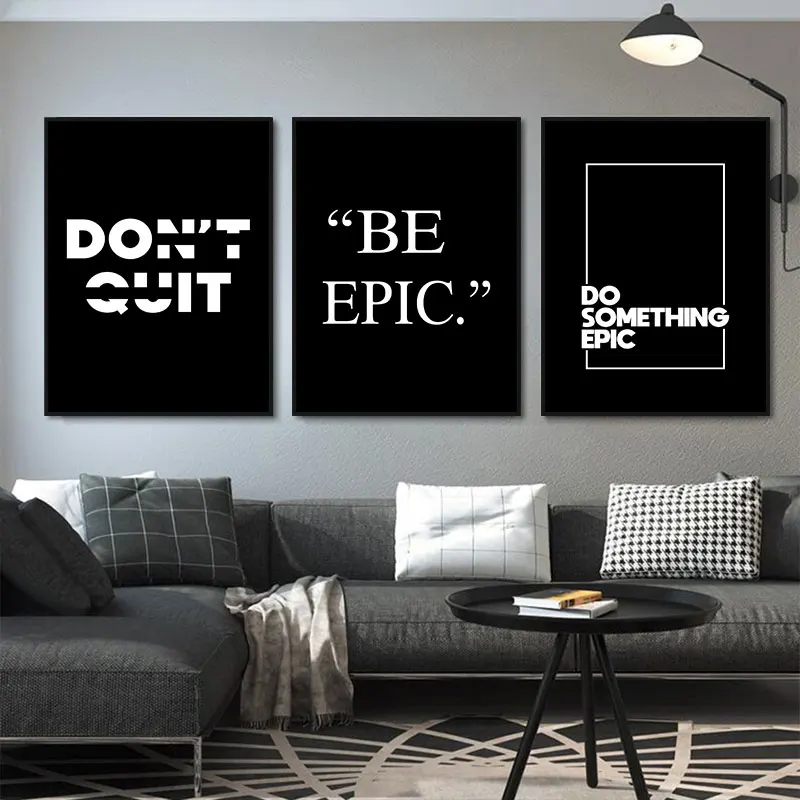 Simple Black White Inspirational Quotes Canvas Art Poster Prints Modern Motivational Wall Decorative Picture for Home Office