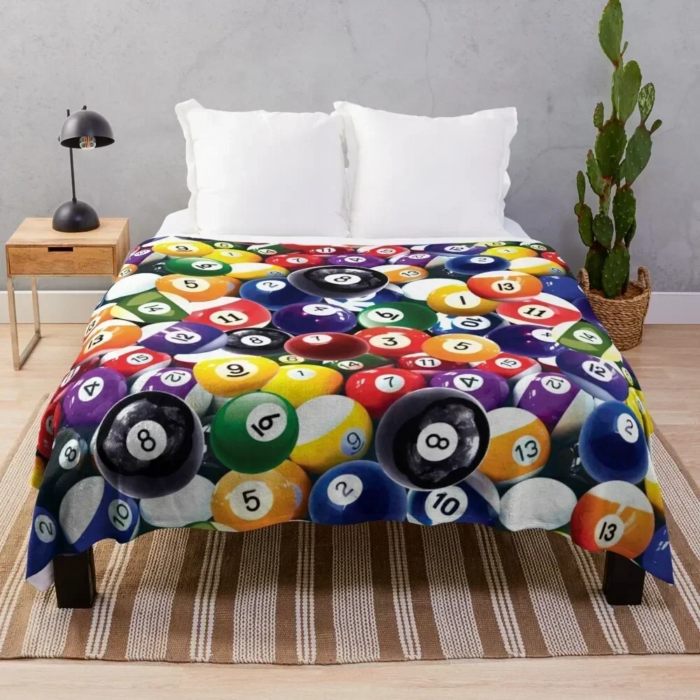 

billiards, pocket billiards, carom, ball, colorful Throw Blanket Warm Plush Fuzzy Blanket for Living Room