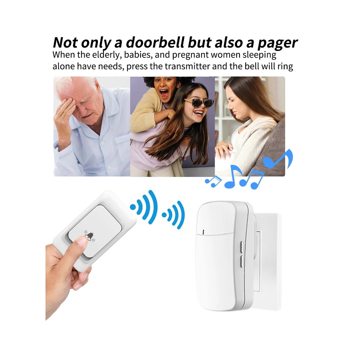 Outdoor Wireless Door Bell Chime Kit 300M Remote Control Home Welcome My Melody Ring Doorbell US Plug