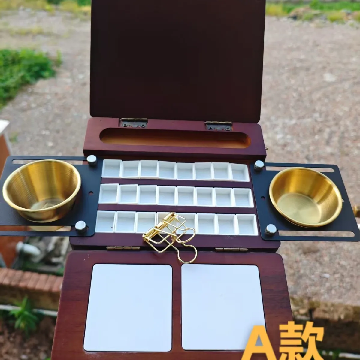 Portable 24-Well Watercolor Palette Set with Rectangular Palette Box, 24 Color Mixing Wells for Kids, Students and Beginners
