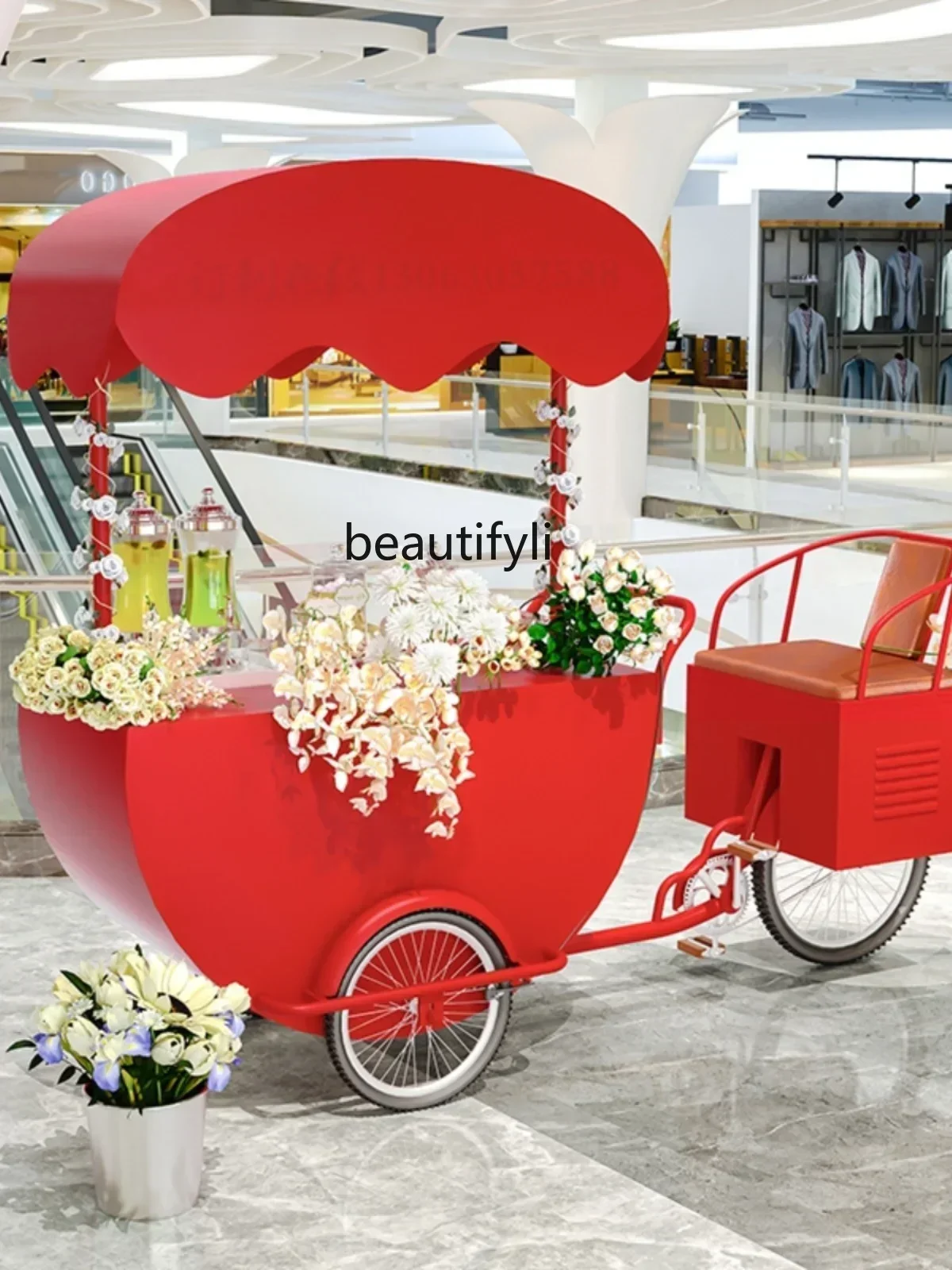 

smt03 New Arrivals h Commercial triccle wrought iron float florist mobile sales stall promotional float S03