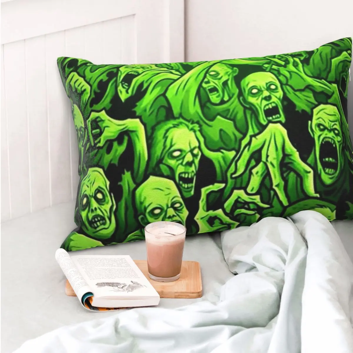 Ghost Skull Print Luminous Horror Night Halloween Rectangle Pillowcase Cushion Cover Decor Bedroom Bed Home Comfort Throw Pillow