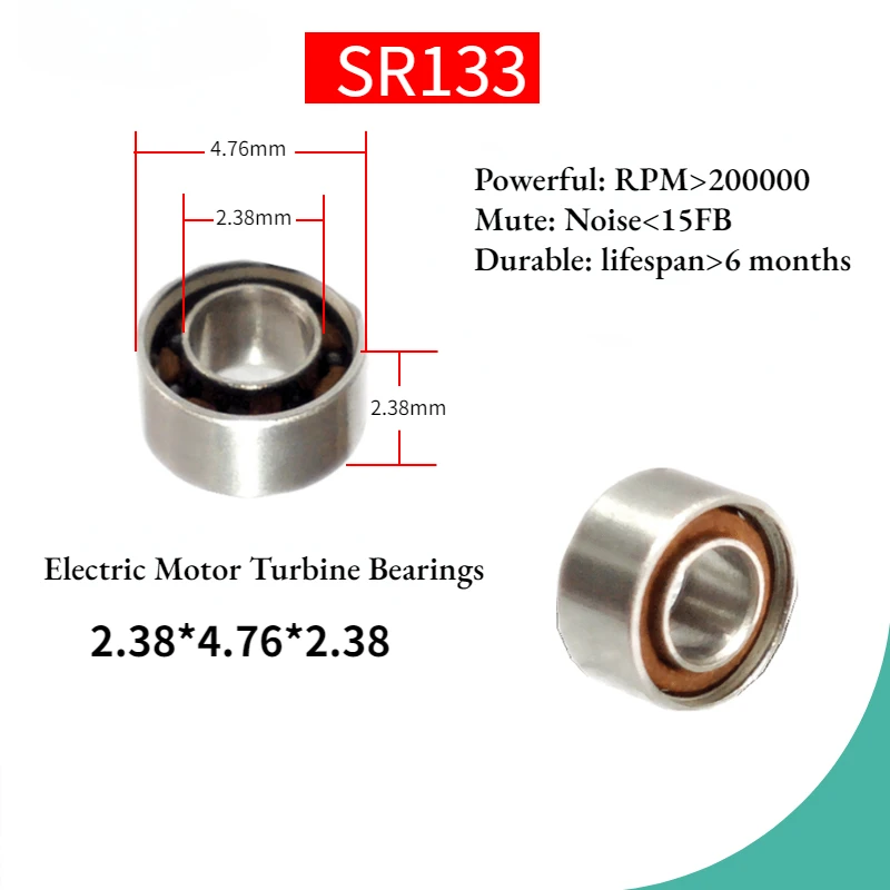 

5/10pcs SR133 High Speed Handpiece Ceramic Bearings Compatible Dental Bearings 2.38*4.76*2.38mm