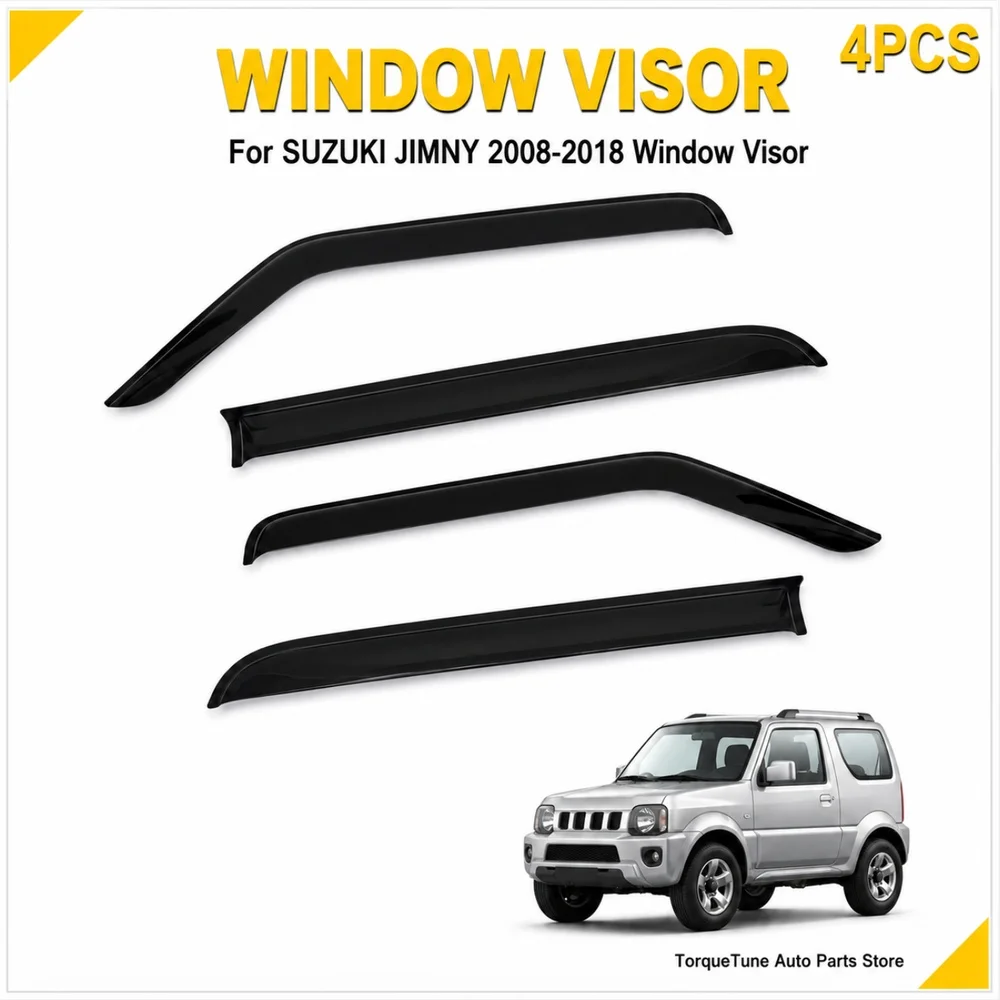 4PCS In Channel Window Visor, Anti-Scratch UV Protection Wind Deflector Direct Fit for Suzuki Jimny 2008-2018 Car SUV