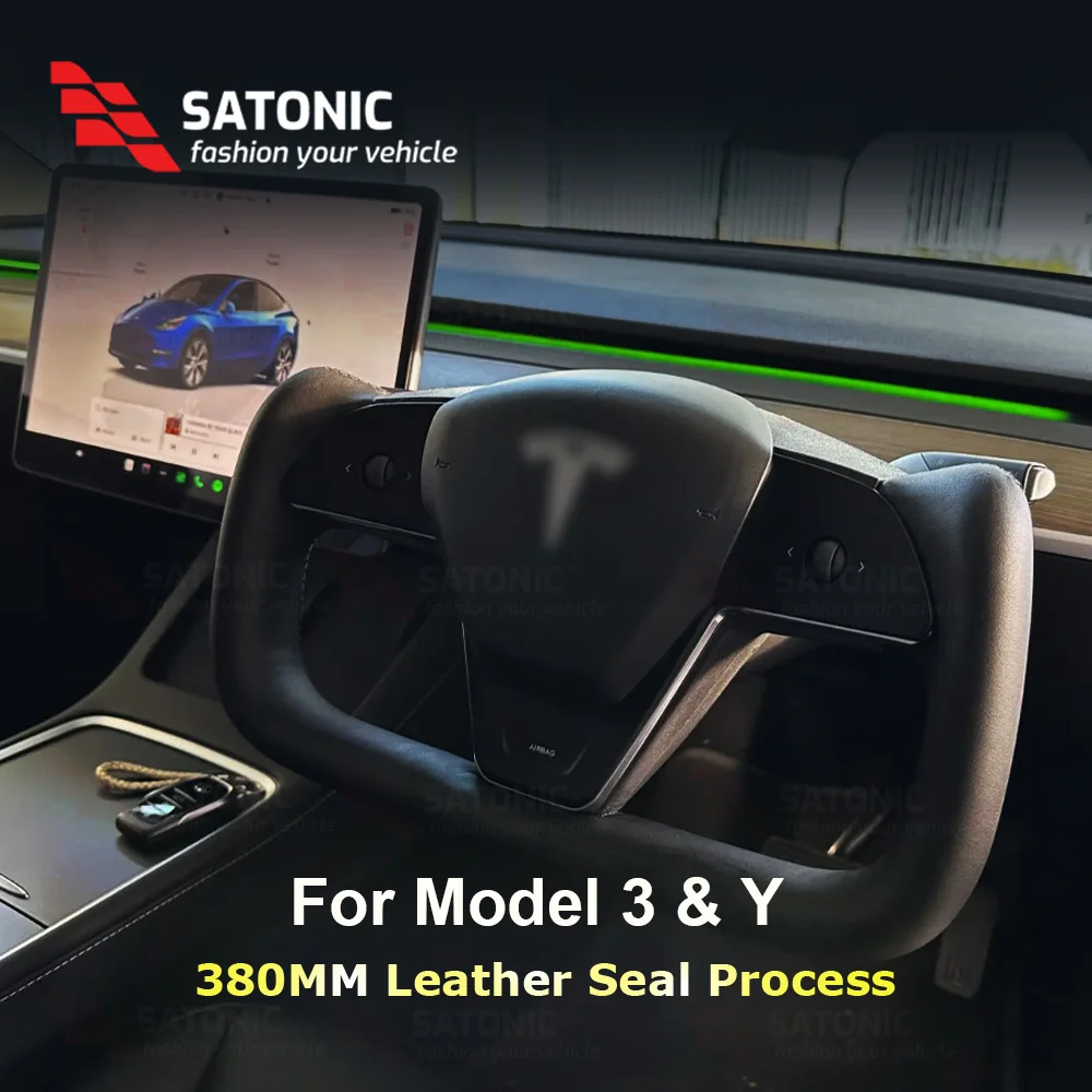 

SATONIC V3 Heated Yoke Steering Wheel for Tesla Model 3 & Y – Model S/X Inspired Design Nappa 380MM