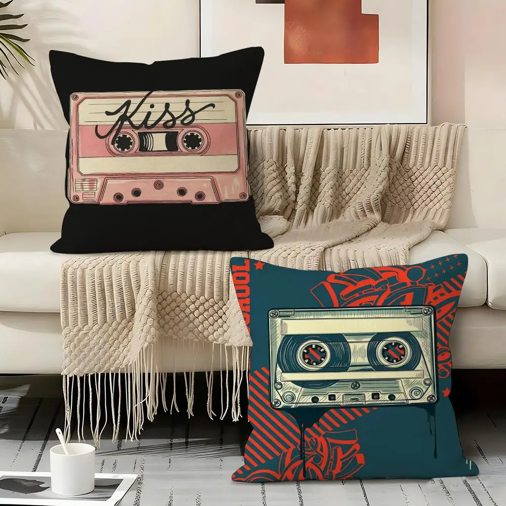 Cassette Tape Pillow Case Linen Pillow Covers Cover For Couch Living Room Bench Patio Floor Linen Home Decor