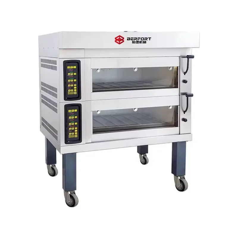 Commercial 2 Layer European Style Artisanal Bread Convection Oven Digital Control Steam Feature Stone Base Modular
