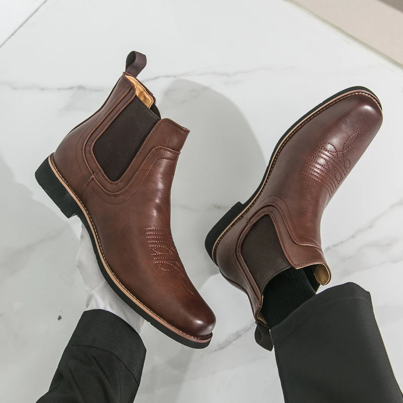 

Men's casual boots Comfortable autumn and winter styles Office or Business Daily outdoor trend high top leather shoes Hot