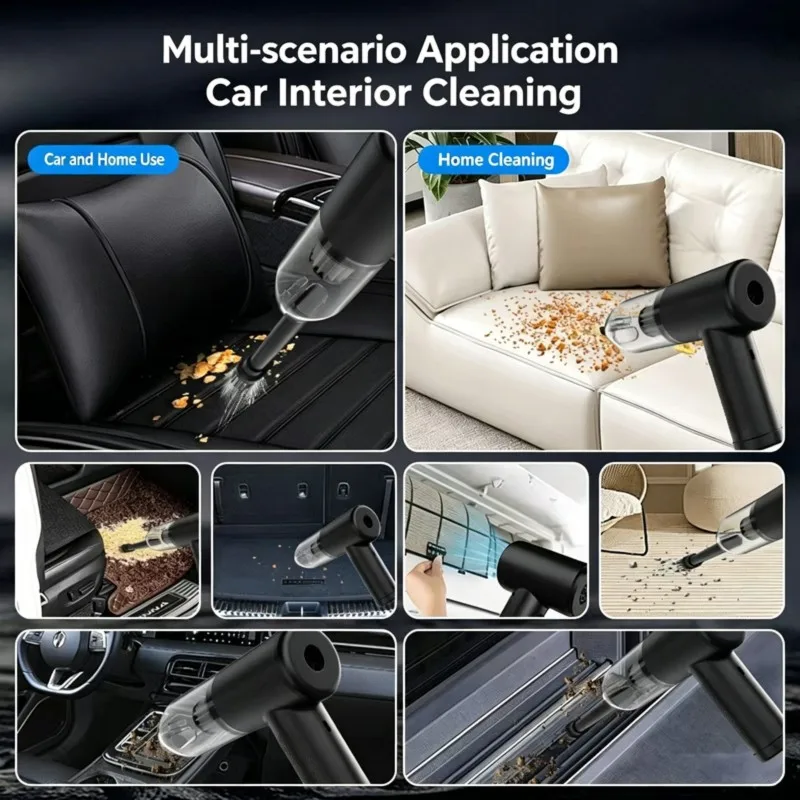 Car Vacuum Cleaner 5000Pa Wireless USB Charging Portable Cleaning Appliance Household