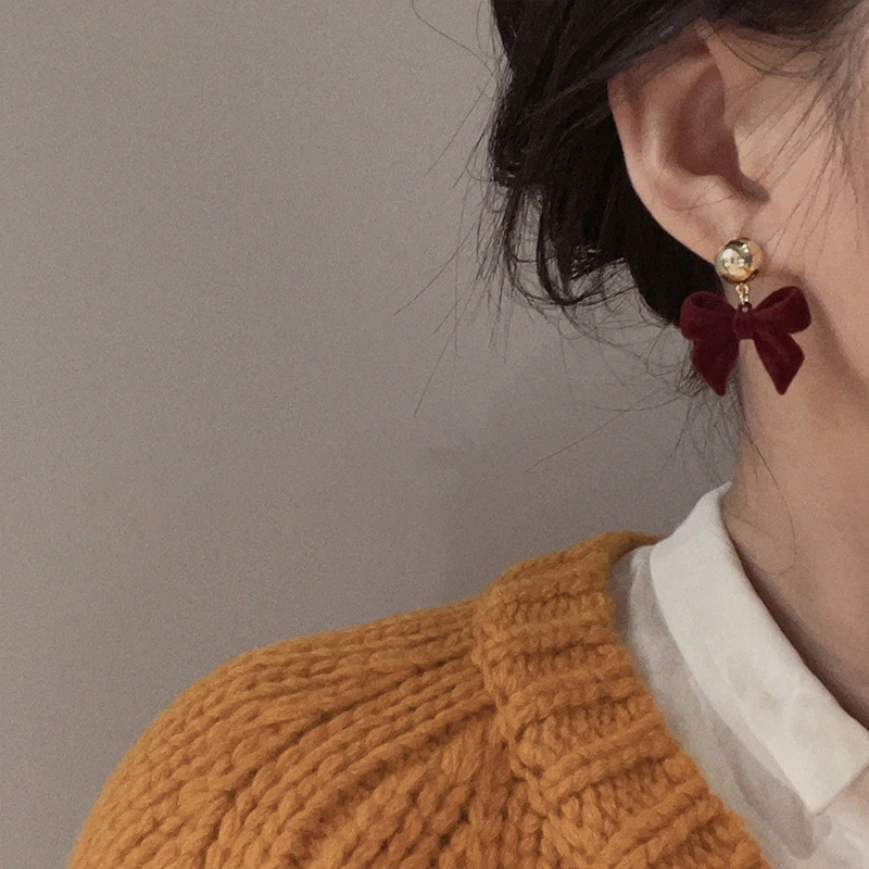 خمر الأقراط السوداء يتدفقون هندسية Bowknot وأقراط للنساء أزياء مع مجوهرات اكسسوارات #6