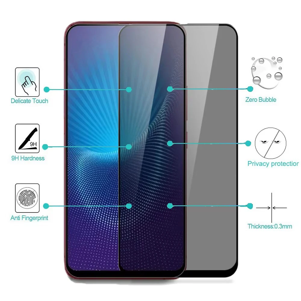 2 قطعة حامي شاشة الخصوصية ل VIVO X200 X21 X23 X27 X30 Pro Mini X50 X60 X70 X80 lite X100S S1 مكافحة التجسس 9H الزجاج المقسى