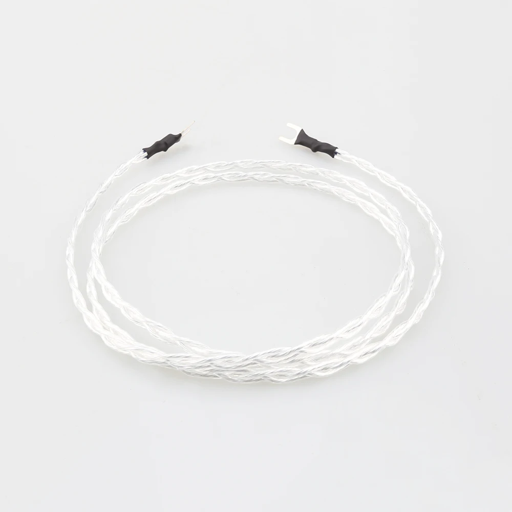Cable de puente Chapado en plata de alta gama 3AG OFC, amplificador de vinilo LP, cable de tierra Chapado en plata Y, enchufe de pala, Cable de puente hifi