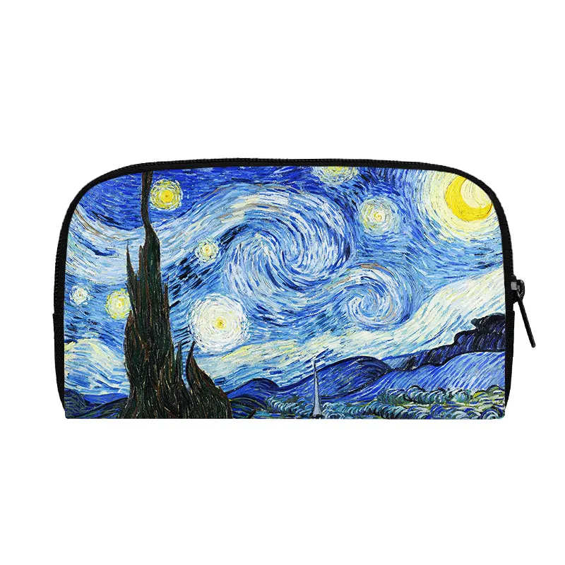 Oil Painting Sunflower Starry Night Wallet Van Gogh Women Purse Credit Card Phone Holders Money Bag Men Handbag Long Wallets