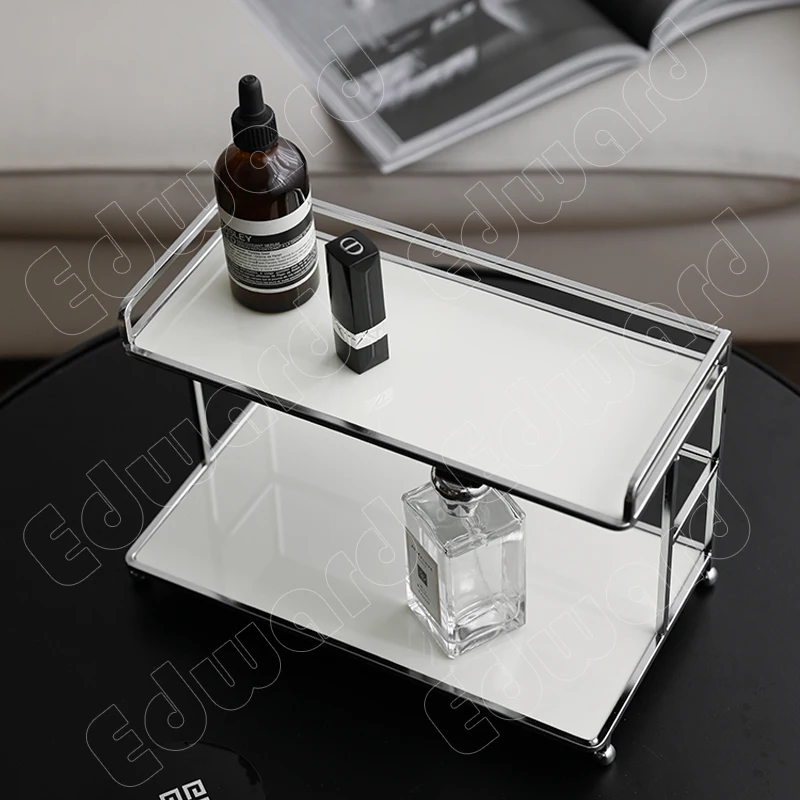 

Creative Tray Double Layer Storage Rack Household Bedroom Dressing Table Makeup Rack Bathroom Wash Table Desktop Storage Rack