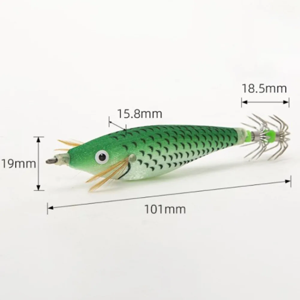 1pc 8cm Luminous Wood Shrimp Lure Squid Hook Jigging Octopus Bait 3D Eye Effect Bait Artificial Baits 101*19mm Fishing Lures