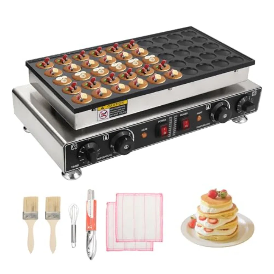 

Home kitchen and restaurant breakfast snacks: non-stick aluminum mini pancake maker, black, 110V 1800W commercial electric poff