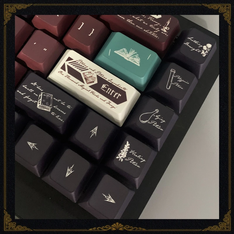 Spell Arcane Grimoire Theme Keycap Custom PBT Cherry Profile Keycap point key cap Night Demon/Black Widow V3 Mechanical Keyboard