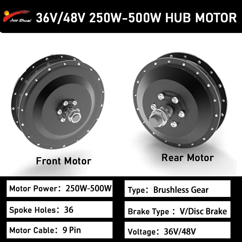 

36V 48V 250W 350W 500W Front Rear Brushless Gear Hub Motor High Speed E-bike motor wheel electric bike kit