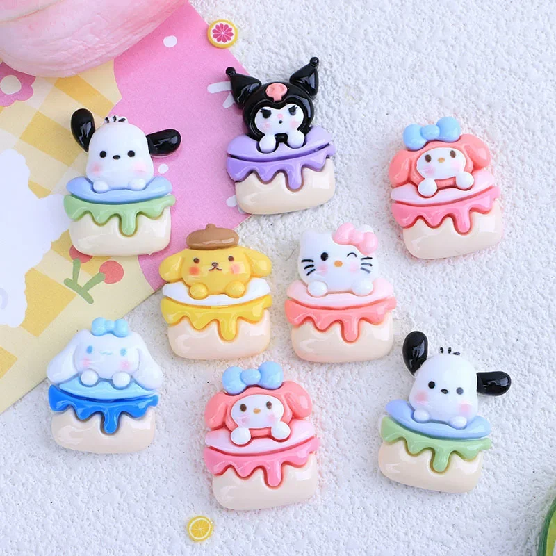 Sanrio 20Pcs Kawaii Kuromi Accessories Pochacco Hellokitty Cinnamoroll Melody Pompompurin Cartoon Diy Handmade Decoration Toys