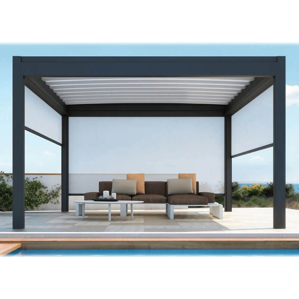 4x4 High-End Luxury Aluminum Motorized Roof Gazebo Pergola & Pavilion For Resort Or Home Easily Assembled Outdoor Pavilion
