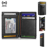 RFID Credit Card Holder Slim Carbon Fiber Magnetic Wallet Men Business Id Bank Cardholder 12-Card Bifold Wallets for Man Carte