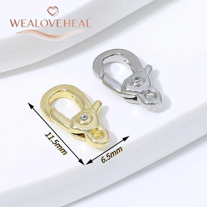 armband verschluss, 18K vergoldete Messing-Karabinerverschlüsse mit eingelegtem Zirkon, 11,5 mm Federhakenverschluss für DIY-Halsketten- und Armbandzubehör, Großhandel – Detail 16